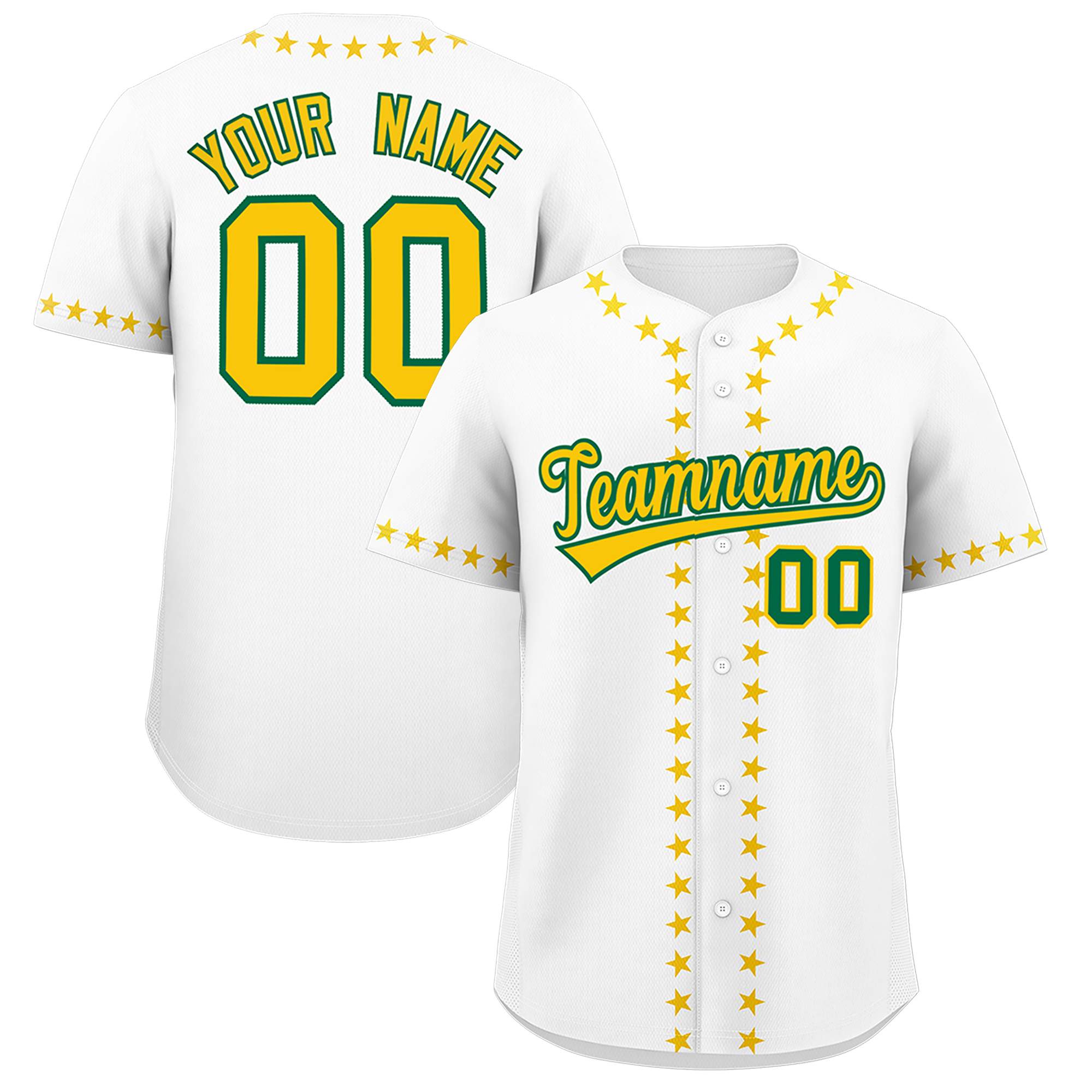 Custom White Gold Star Ribbing Authentic Baseball Jersey