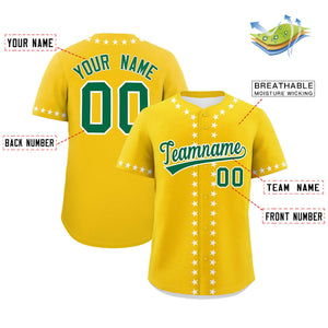 Custom Gold White Star Ribbing Authentic Baseball Jersey