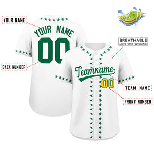 Custom White Kelly Green Star Ribbing Authentic Baseball Jersey