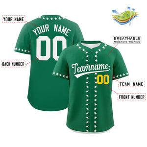 Custom Kelly Green White Star Ribbing Authentic Baseball Jersey