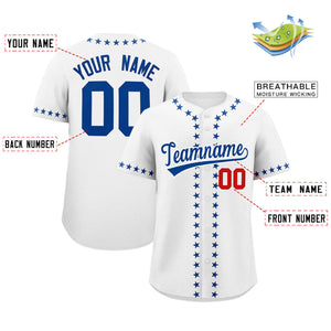 Custom White Royal Star Ribbing Authentic Baseball Jersey