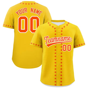 Custom Gold Orange Star Ribbing Authentic Baseball Jersey