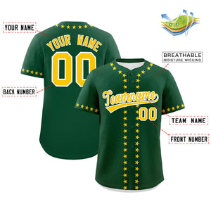 Custom Green Gold Star Ribbing Authentic Baseball Jersey