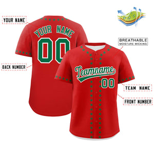 Custom Red Kelly Green Star Ribbing Authentic Baseball Jersey