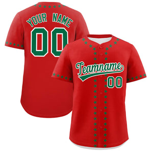 Custom Red Kelly Green Star Ribbing Authentic Baseball Jersey