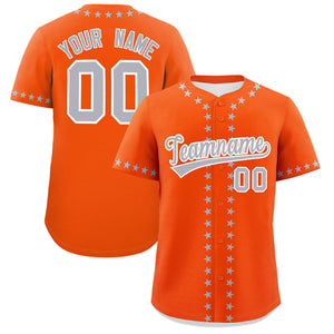 Custom Orange Gray Star Ribbing Authentic Baseball Jersey