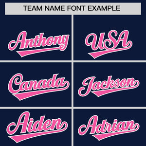 Custom Navy Pink Star Ribbing Authentic Baseball Jersey