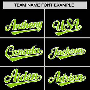 Custom Black Neon Green Star Ribbing Authentic Baseball Jersey