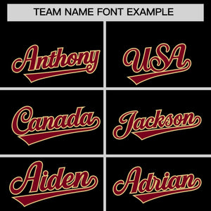 Custom Black Crimson Star Ribbing Authentic Baseball Jersey