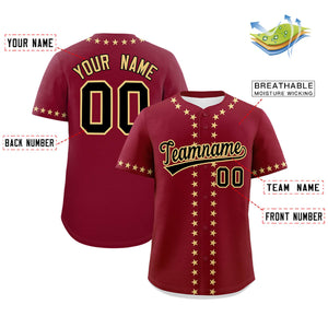 Custom Crimson Khaki Star Ribbing Authentic Baseball Jersey