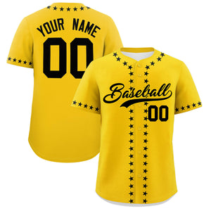 Custom Gold Black Star Ribbing Authentic Baseball Jersey