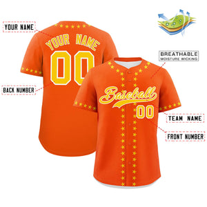 Custom Orange Gold Star Ribbing Authentic Baseball Jersey