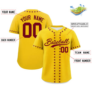 Custom Gold Crimson Star Ribbing Authentic Baseball Jersey