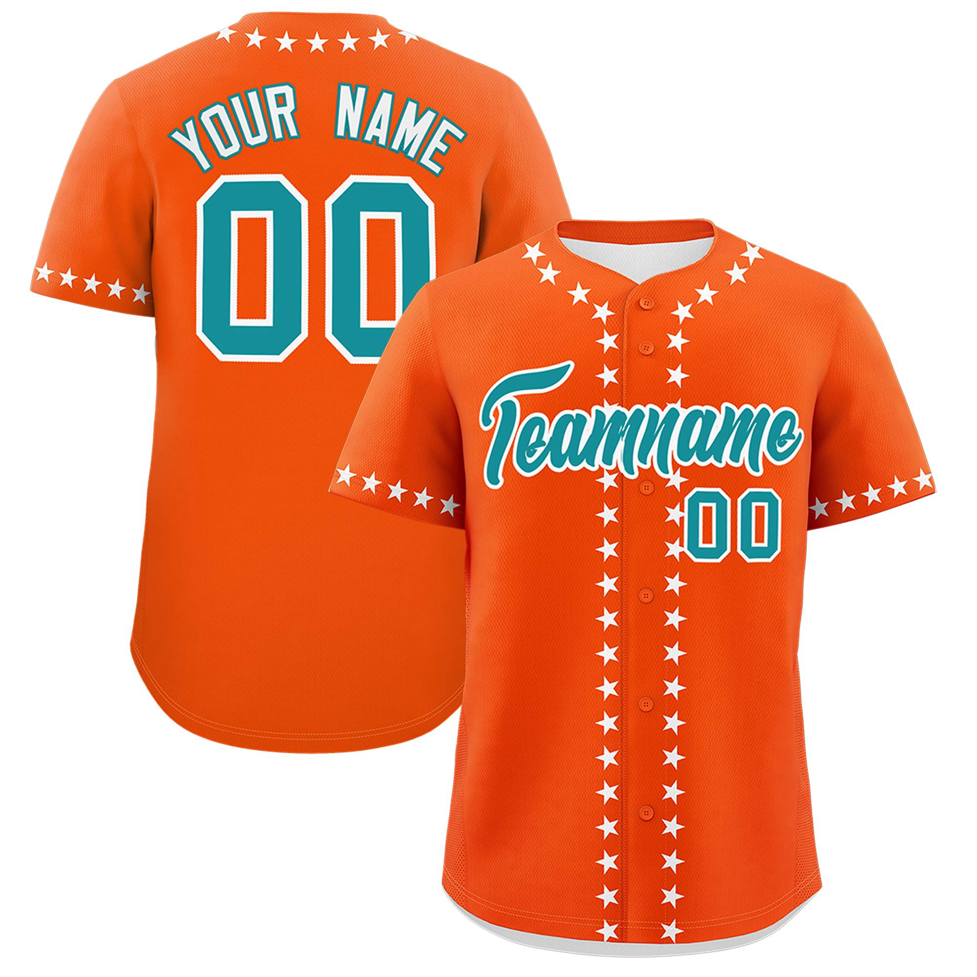 Custom Orange White Star Ribbing Authentic Baseball Jersey