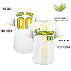 Custom White Gold Star Ribbing Authentic Baseball Jersey