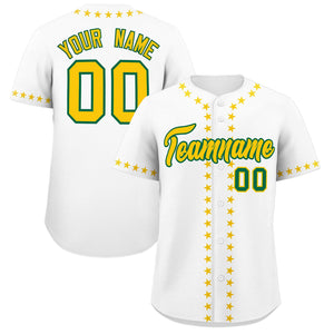 Custom White Gold Star Ribbing Authentic Baseball Jersey