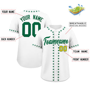 Custom White Kelly Green Star Ribbing Authentic Baseball Jersey