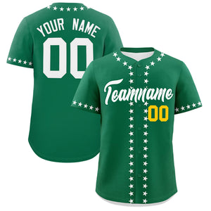 Custom Kelly Green White Star Ribbing Authentic Baseball Jersey