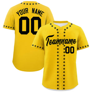 Custom Gold Black Star Ribbing Authentic Baseball Jersey