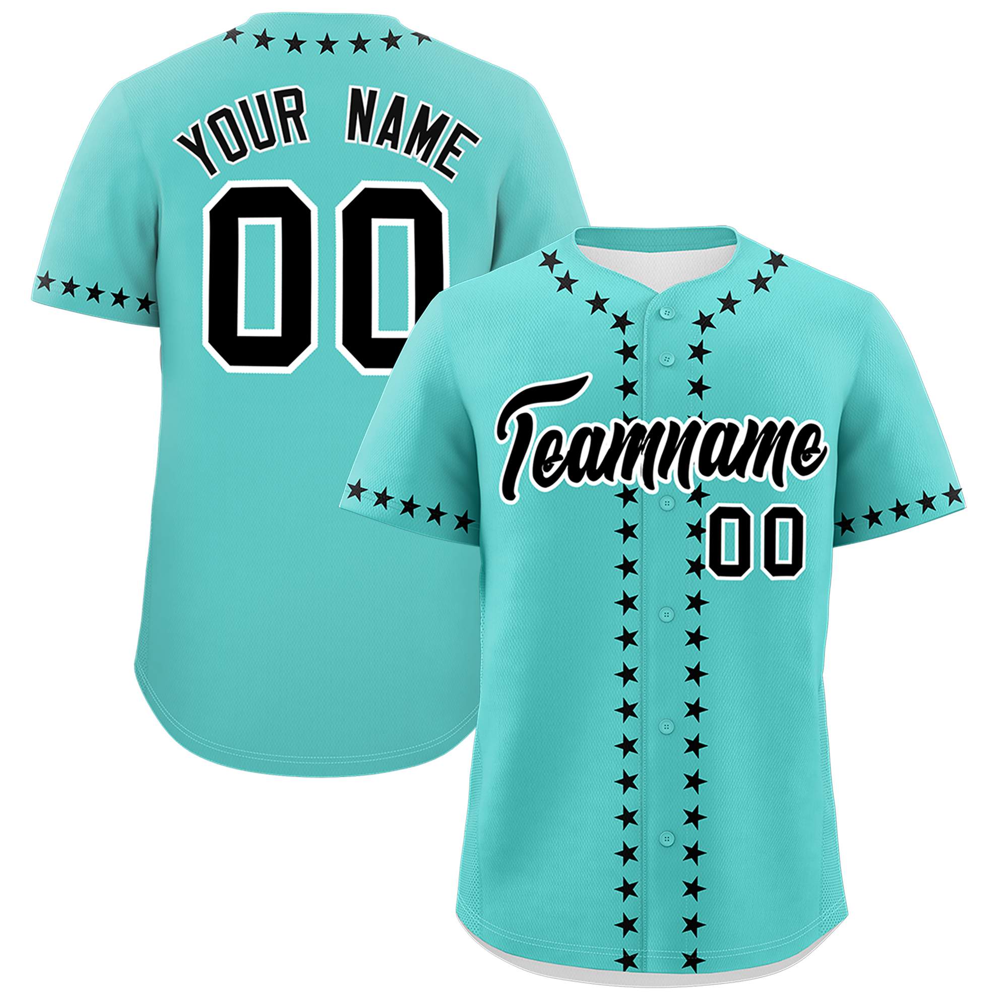 Custom Bright Green Black Star Ribbing Authentic Baseball Jersey