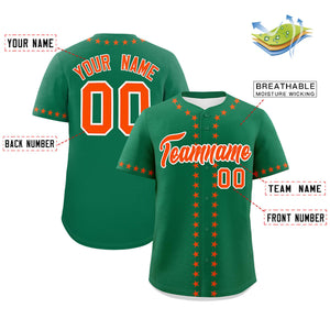 Custom Kelly Green Orange Star Ribbing Authentic Baseball Jersey