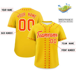 Custom Gold Orange Star Ribbing Authentic Baseball Jersey