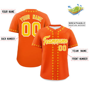 Custom Orange Gold Star Ribbing Authentic Baseball Jersey