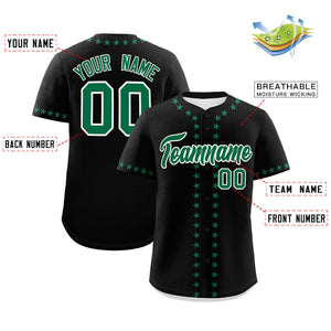 Custom Black Kelly Green Star Ribbing Authentic Baseball Jersey