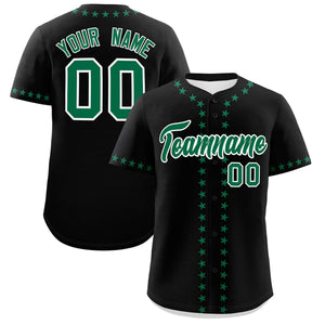 Custom Black Kelly Green Star Ribbing Authentic Baseball Jersey