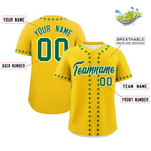 Custom Gold Kelly Green Star Ribbing Authentic Baseball Jersey