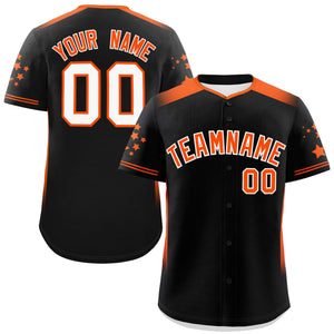 Custom Black Orange Gradient Side Personalized Star Pattern Authentic Baseball Jersey