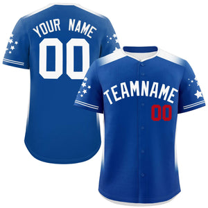 Custom Royal White Gradient Side Personalized Star Pattern Authentic Baseball Jersey