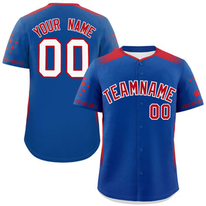 Custom Royal Red Gradient Side Personalized Star Pattern Authentic Baseball Jersey