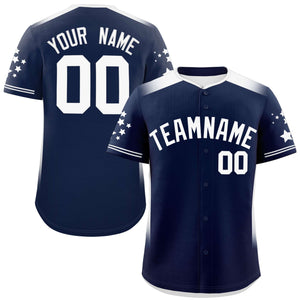 Custom Navy White Gradient Side Personalized Star Pattern Authentic Baseball Jersey