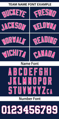 Custom Navy Pink Gradient Side Personalized Star Pattern Authentic Baseball Jersey