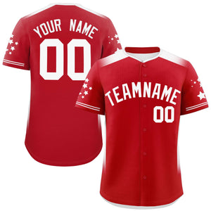 Custom Red White Gradient Side Personalized Star Pattern Authentic Baseball Jersey