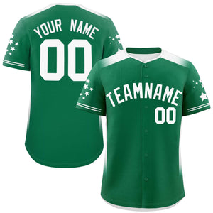 Custom Kelly Green White Gradient Side Personalized Star Pattern Authentic Baseball Jersey