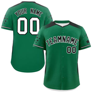 Custom Kelly Green Black Gradient Side Personalized Star Pattern Authentic Baseball Jersey