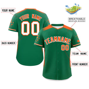 Custom Kelly Green Orange Gradient Side Personalized Star Pattern Authentic Baseball Jersey