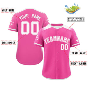 Custom Pink White Gradient Side Personalized Star Pattern Authentic Baseball Jersey