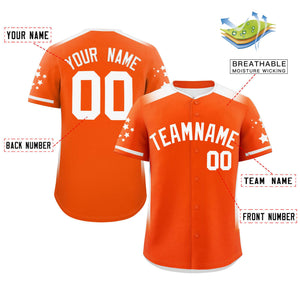 Custom Orange White Gradient Side Personalized Star Pattern Authentic Baseball Jersey