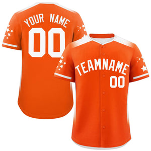 Custom Orange White Gradient Side Personalized Star Pattern Authentic Baseball Jersey