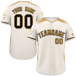 Custom Cream Old Gold Gradient Side Personalized Star Pattern Authentic Baseball Jersey