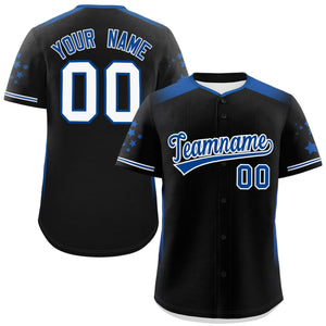 Custom Black Royal Gradient Side Personalized Star Pattern Authentic Baseball Jersey