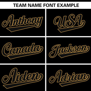 Custom Black Old Gold Gradient Side Personalized Star Pattern Authentic Baseball Jersey