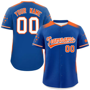 Custom Royal Orange Gradient Side Personalized Star Pattern Authentic Baseball Jersey