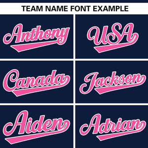 Custom Navy Pink Gradient Side Personalized Star Pattern Authentic Baseball Jersey