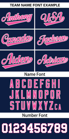 Custom Navy Pink Gradient Side Personalized Star Pattern Authentic Baseball Jersey