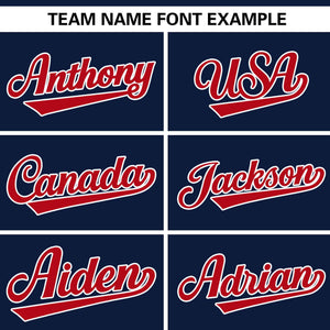 Custom Navy Red Gradient Side Personalized Star Pattern Authentic Baseball Jersey