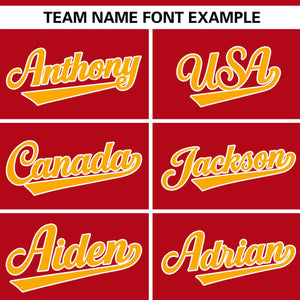 Custom Red Yellow Gradient Side Personalized Star Pattern Authentic Baseball Jersey